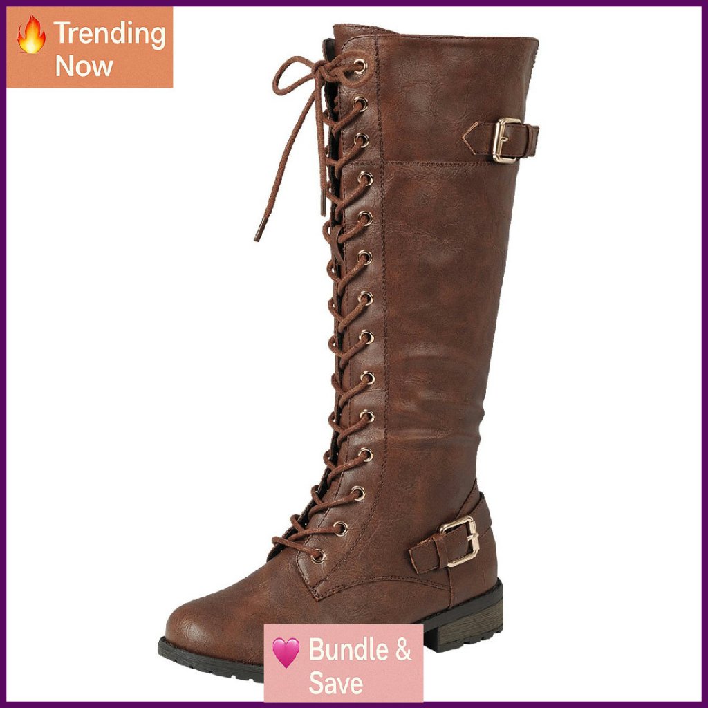 Knee High Riding Boots Slip Resistant Slip On Zip Lace Adjustable